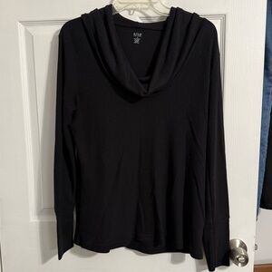 a.n.a Black Textured Long Sleeve Top